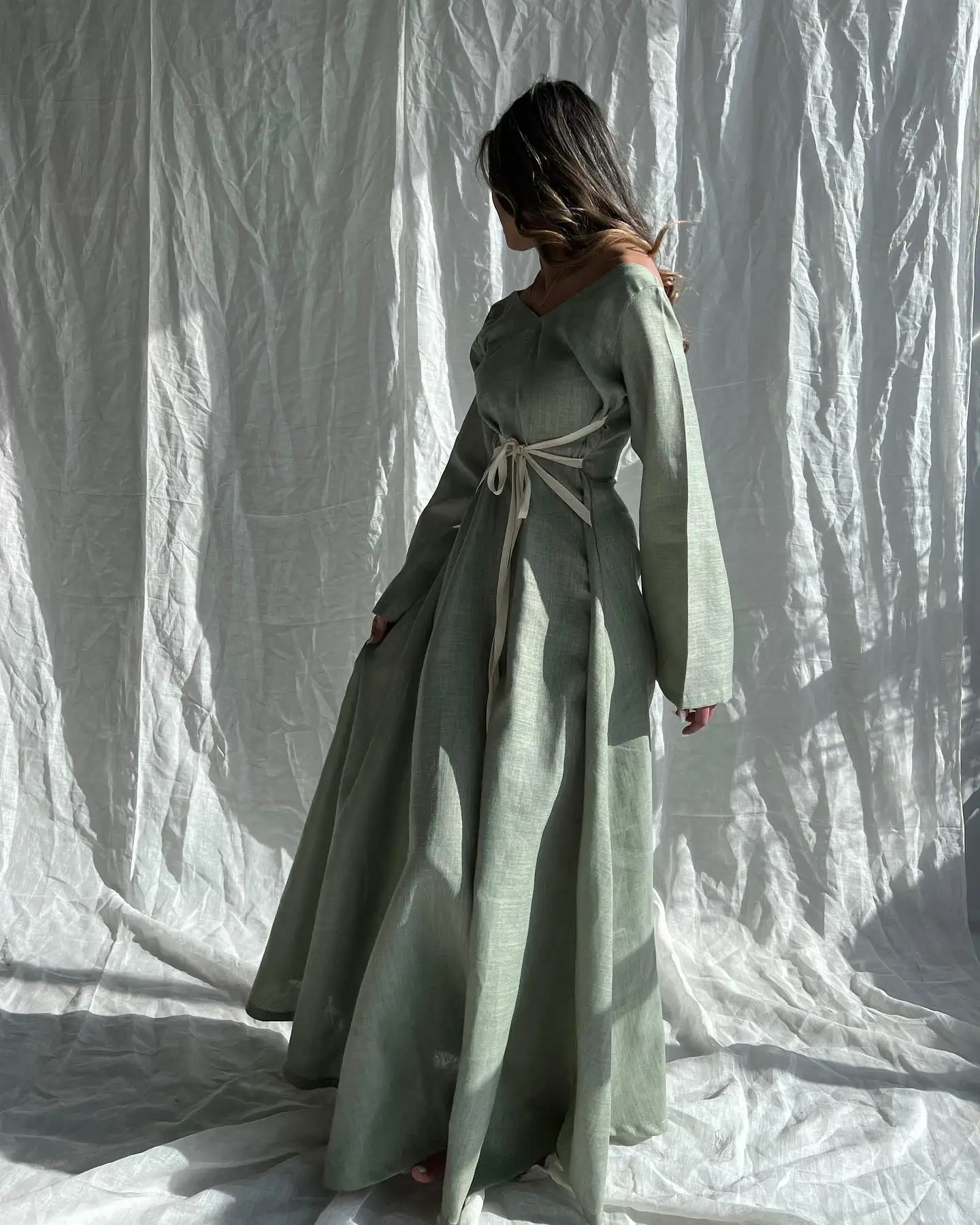 

Customized Delicate Jersey Evening Dresses Temperament V-Neck Long Sleeves Prom Dress Custom Size Bespoke Occasion Gowns
