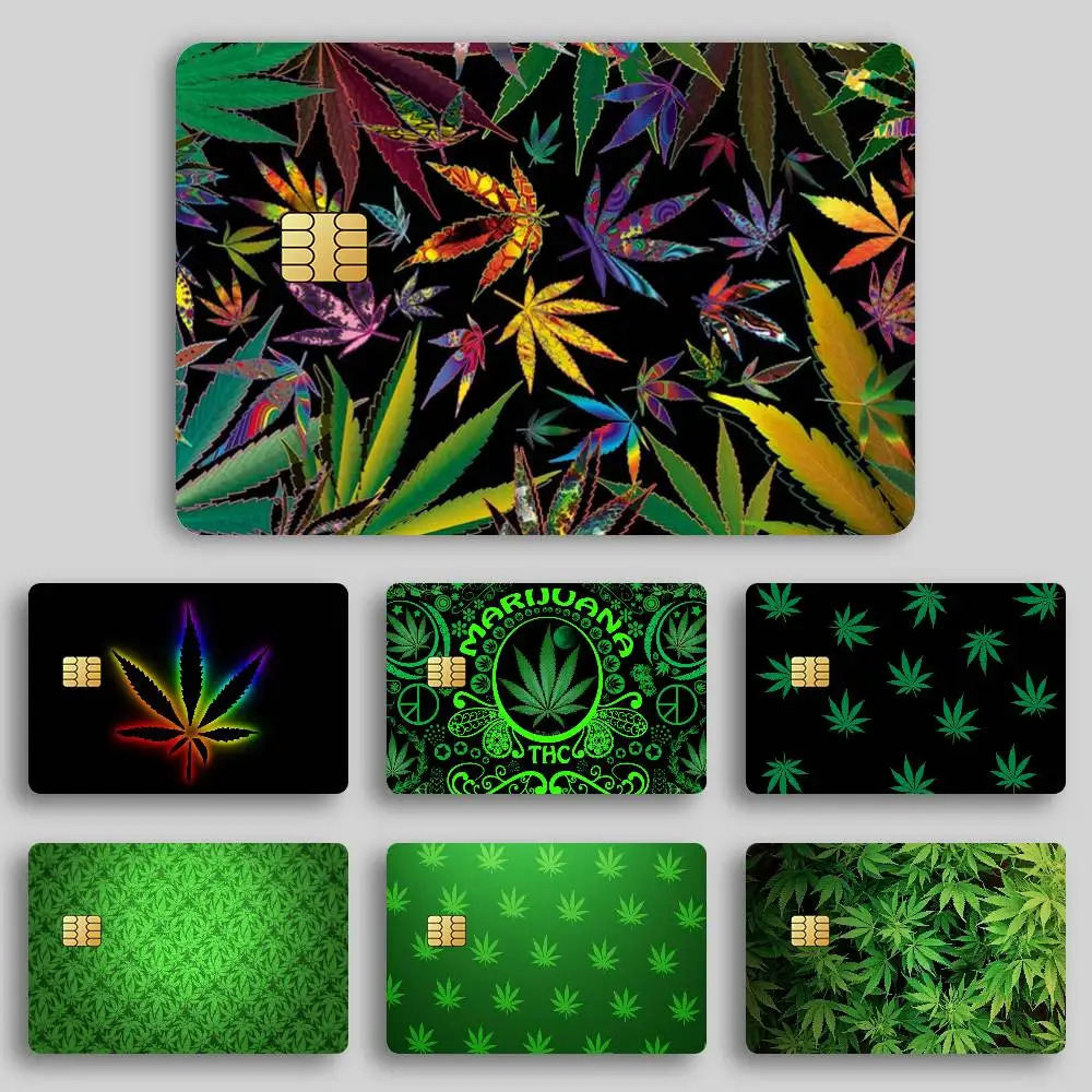 Maple Leaf Weed Credit Card Skin Stickers For Bank Card Bus Metro Card Sticker Waterproof Gift