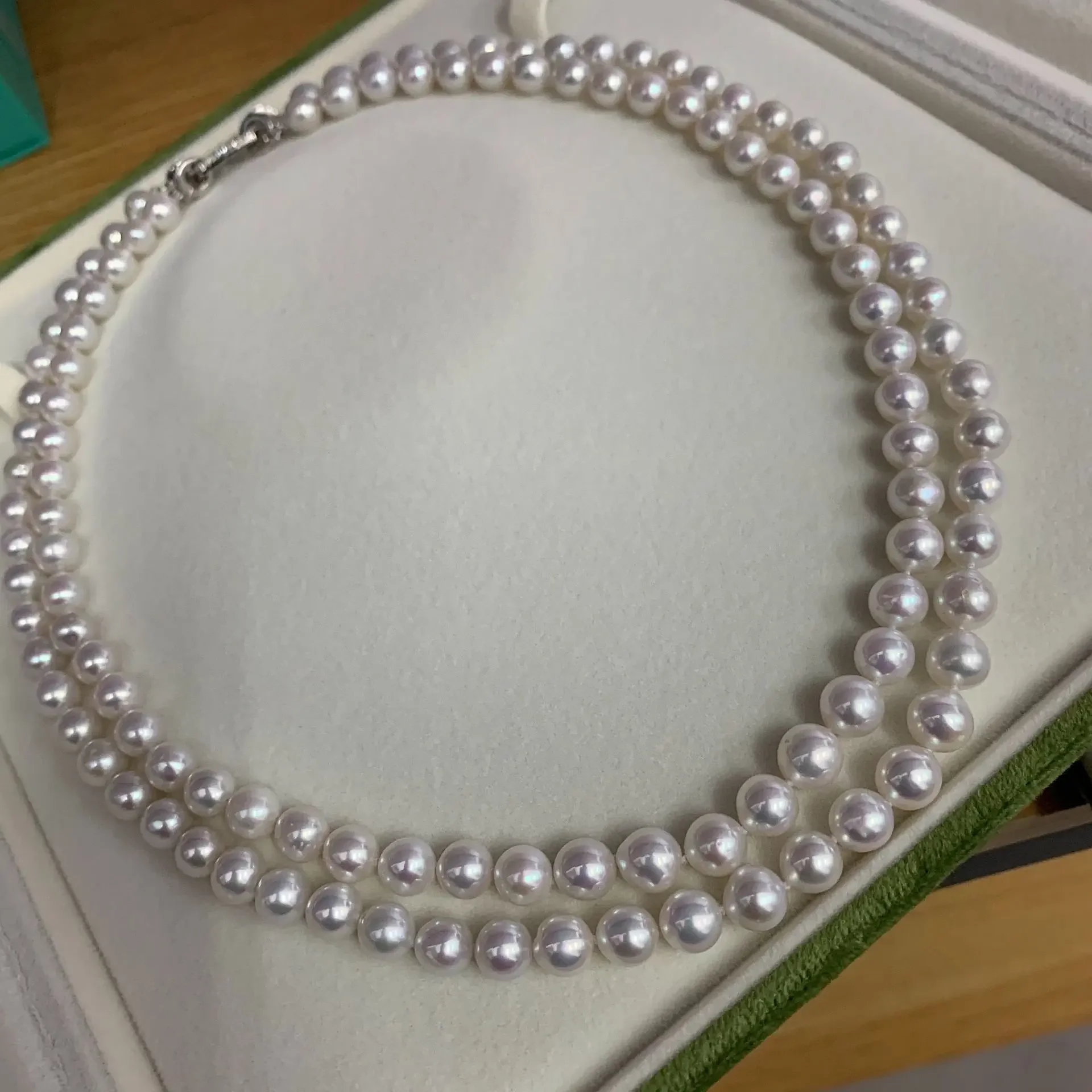

Pearl Necklace 6~ 8mm Variety Of Wearing Methods, Freshwater Pearl Double Layer One Piece, A Variety Of Versatile