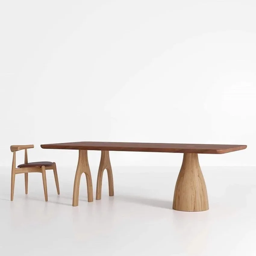 Retro simple solid wood dining table tea  wabi sandy wind antique rectangular work