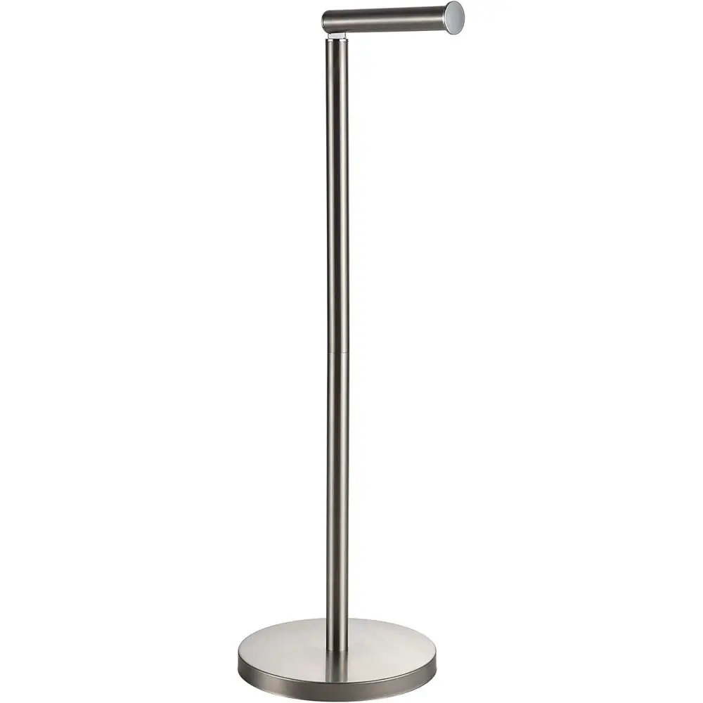 

Toilet Paper Holder Standing On Floor, Brushed Nickel, Tissue Holder With Reserve Storage Paper Rolls, Free-Standing Roll Paper