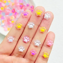 50 Pcs New Cute Mini Resin Mixed Color Cat Paw Series Flatback Ornament Jewelry Making Manicure Hairwear Accessories