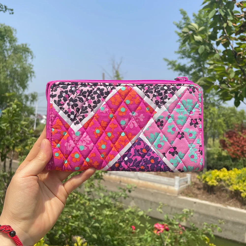 American environmental protection cotton printing ladies long wallet coin purse ladies card bag storage coin purse flower wallet