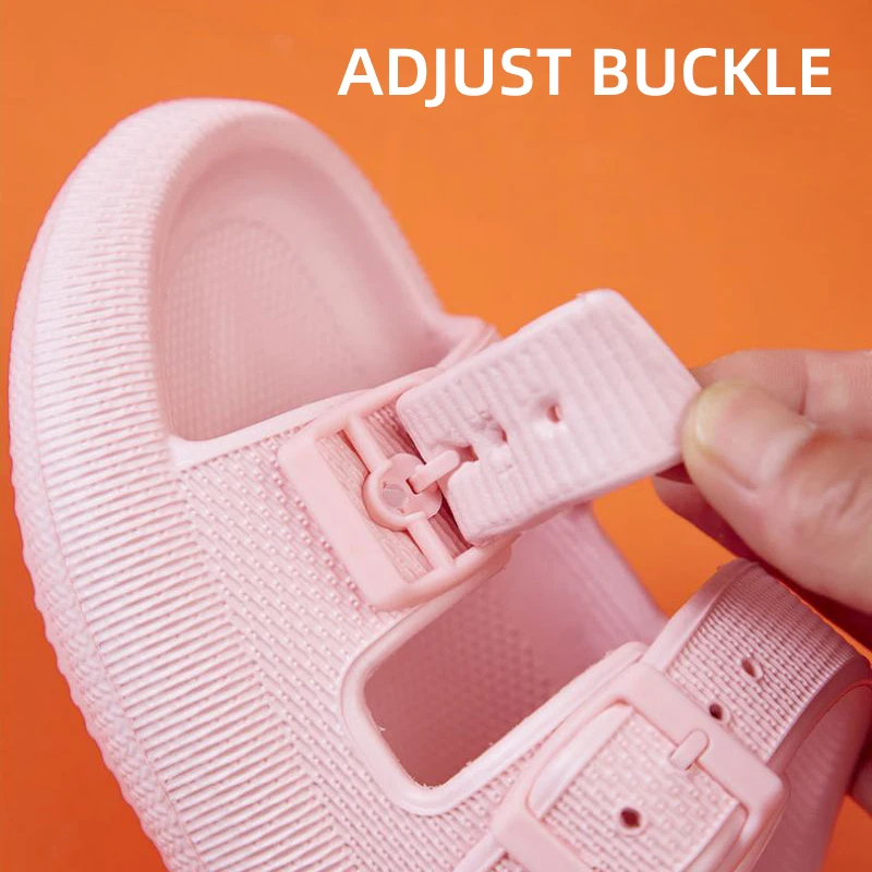 Fashion Buckle Soft Could Slippers Women 2023 New Summer Platform Pillow Slides Sandals Woman Non Slip Eva Home Slipper Couples