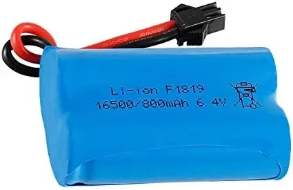 6.4V 800mAh 16500 20C แบบชาร์จไฟได้ปลั๊ก SM-2P สำหรับ wltoys 18628 18629 18428 18429รถบังคับวิทยุ1/18 mobil RC