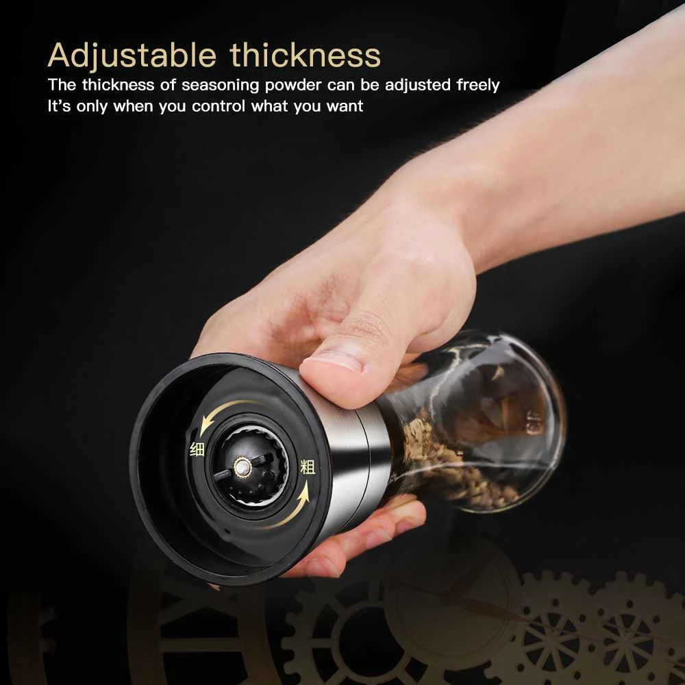 Manual Elegant Design Time-saving Adjustable Pepper Mill Glass Grinder Homemade Seasoning Stylish Tabletop Item Pepper Grinder