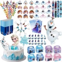 Princess Party Favors Anna Elsa Olaf Snowflake 3D Banner Backdrop Balloons Kit Balloon Cake Topper Stickers for Kids Party Gift