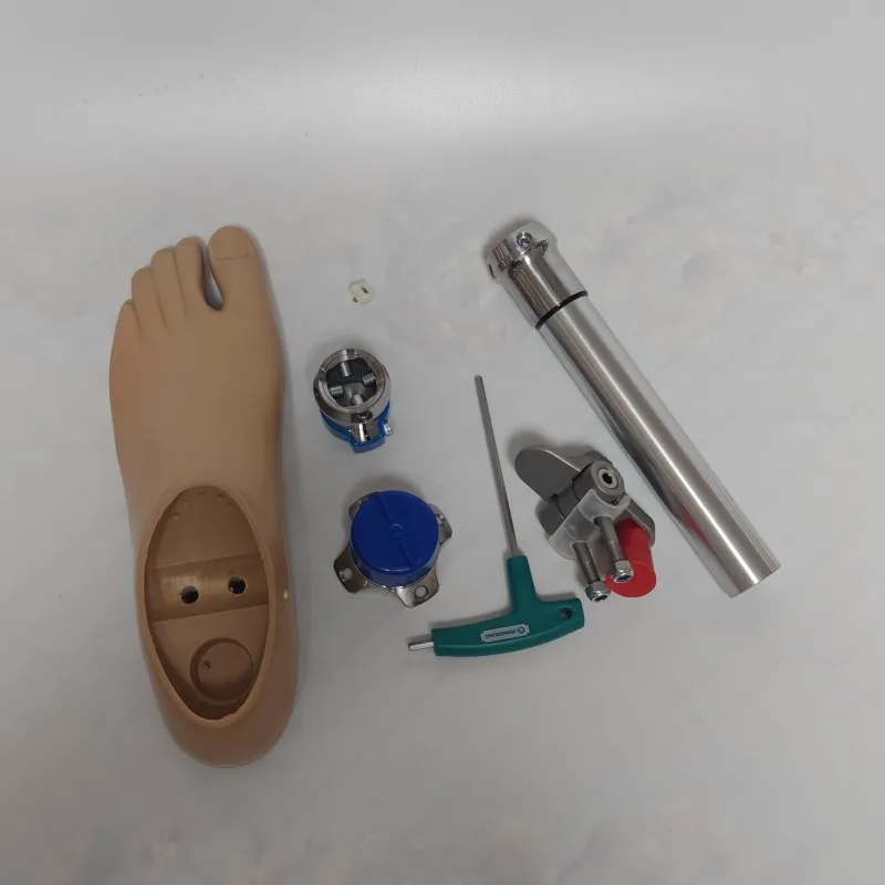Professional Prosthetic Leg Kit Double Axis Foot with Male Four Jaws & Lock Tube Adaptor Prosthesis Parts for Below Knee Amputee