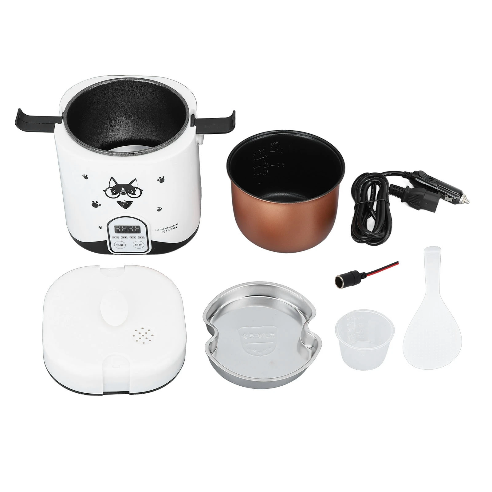 

Mini Rice Cooker Non Stick Inner Pot 24 Hour Reservation 24V Electric Rice Cooker 1.2L Stainless Steel PP 180W for Travel