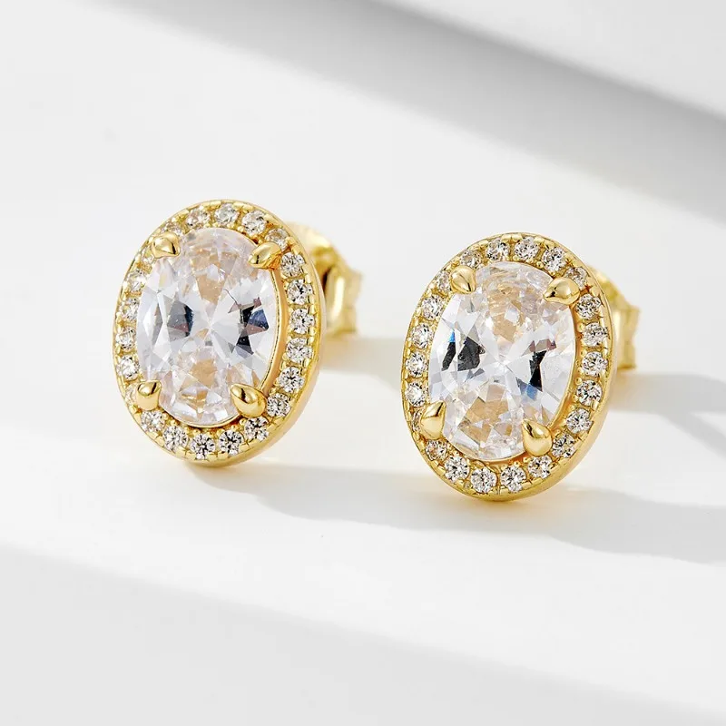 

Shining U 925 Sterling Silver Oval Gems Stud Earrings for Women Fine Jewelry Gift