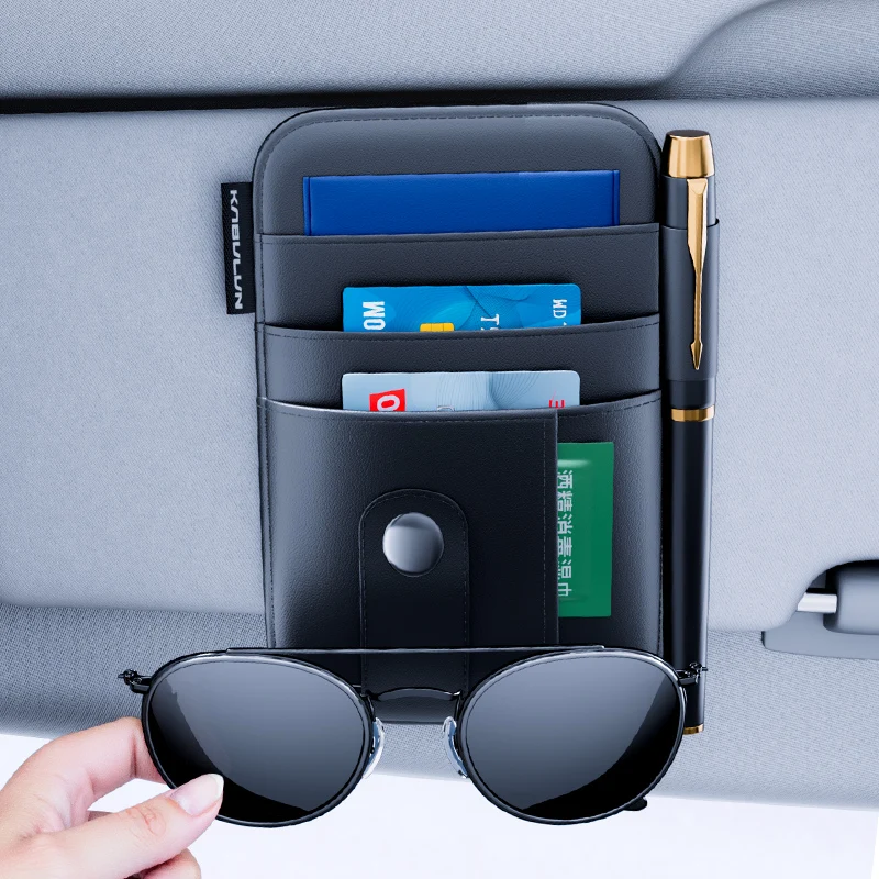 

Car sun visor storage bag glasses clip card clip storage bag ticket holder sun visor sundries storage wallet leather bag