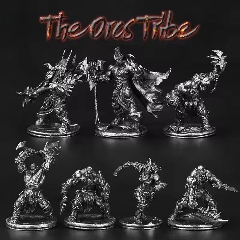 White Brass Orc Corps Orc Horde Army Soldiers Miniature Figurines War Game Chess Pieces Desktop Decoration Collection Gifts Men