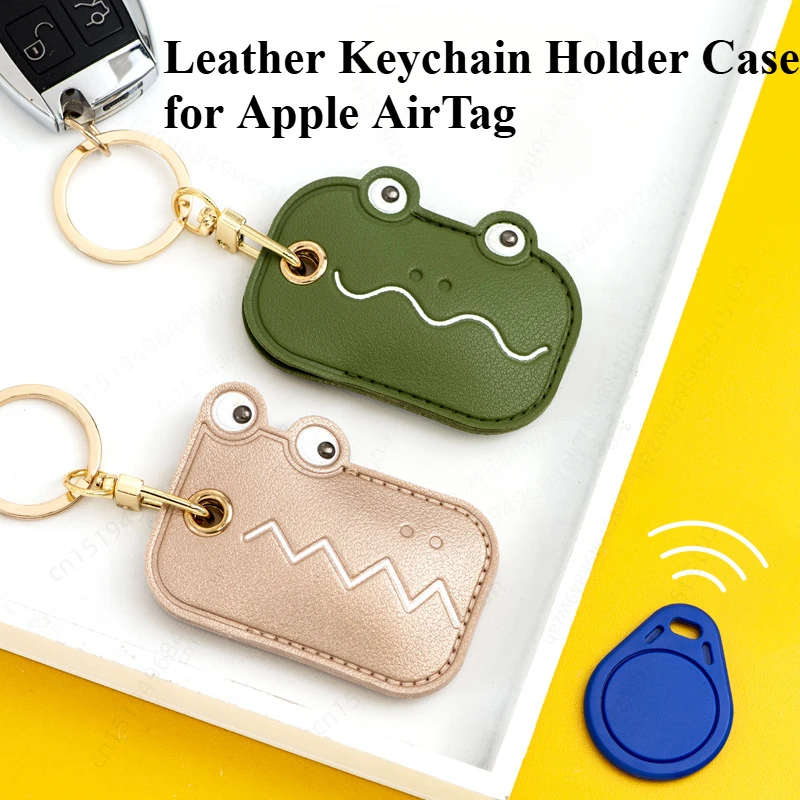 Leather Keychain Holder Case for Apple AirTag Cute Protective Air Tag Cover Keychain Anti-Scratch Finder GPS Tracker Case Wallet