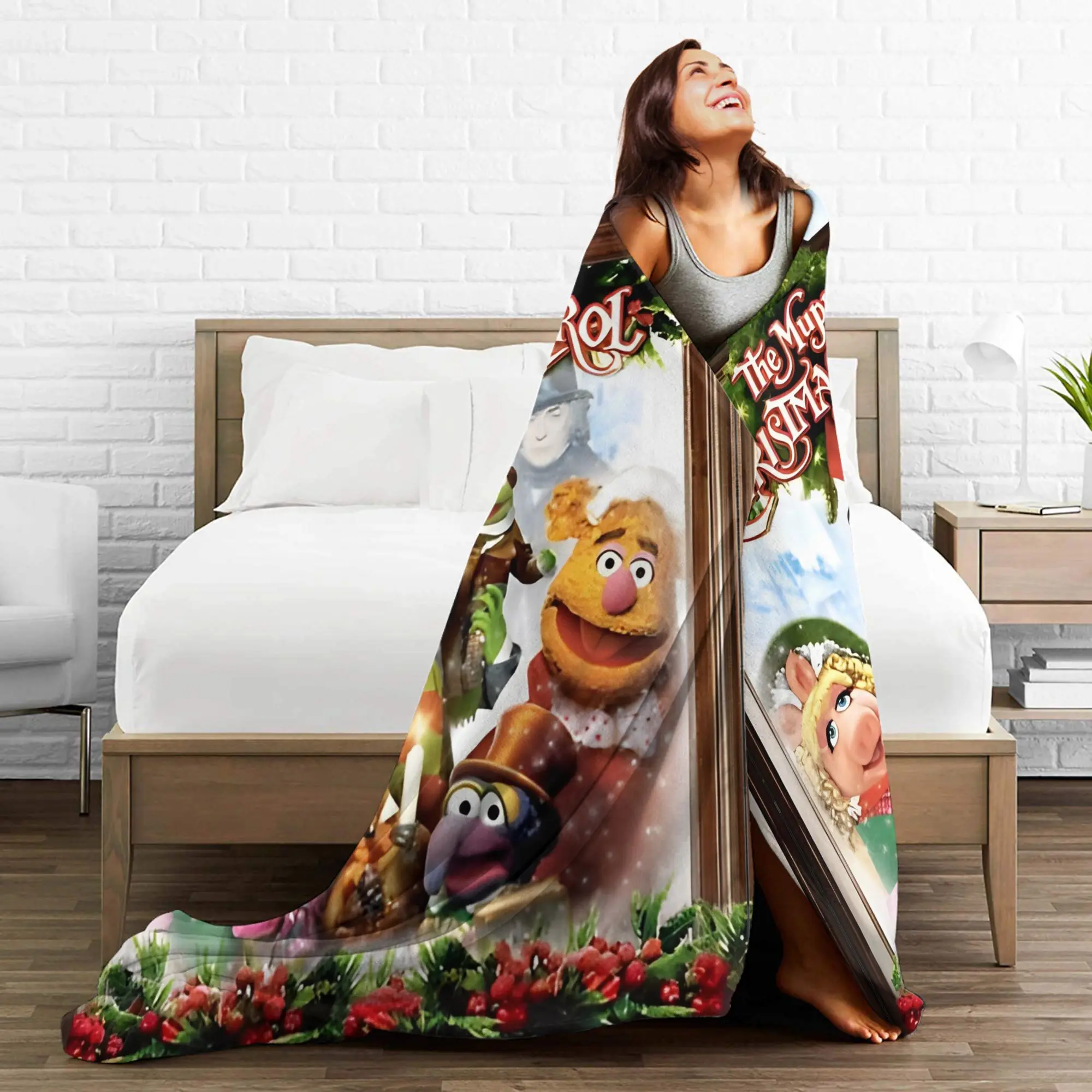 Muppets عيد الميلاد كارول محبوك بطانية المخملية سوبر الدافئة رمي بطانية لغرفة النوم أريكة المفرش