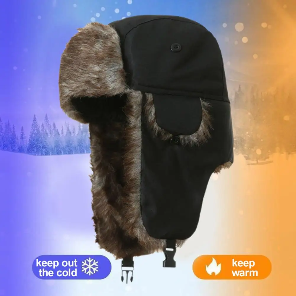 Hombres Mujeres Trapper Bomber sombreros ruso Ushanka cálido invierno piel orejeras sombrero deportes al aire libre esquí caza pesca gorra de felpa