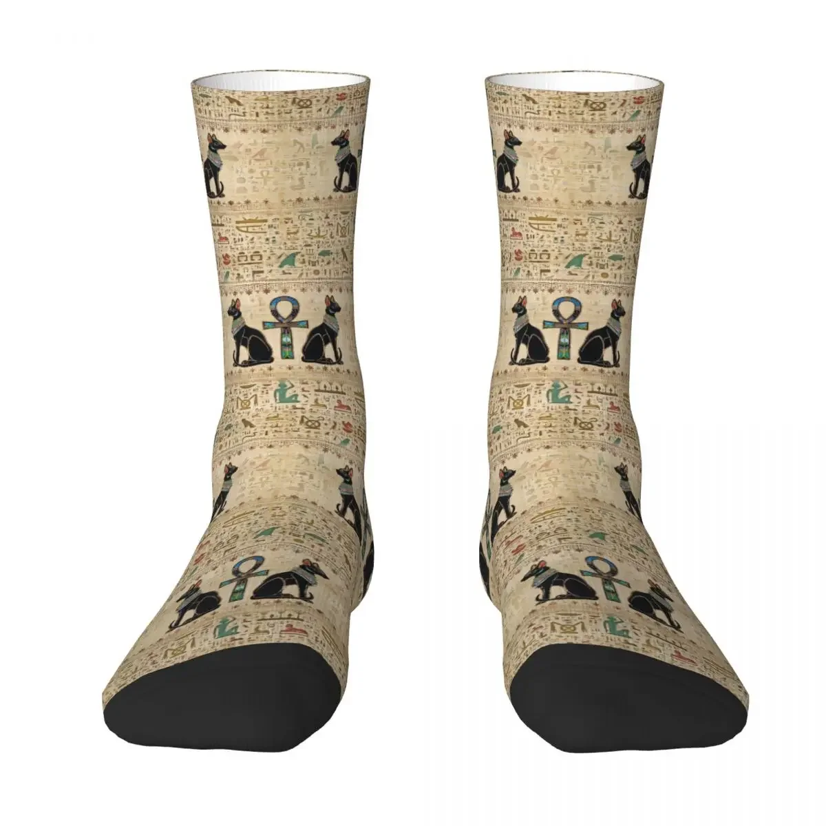 

Egyptian Cats And Ankh Cross Socks Harajuku Stockings All Season Long Socks Accessories for Man's Woman's Christmas Gifts
