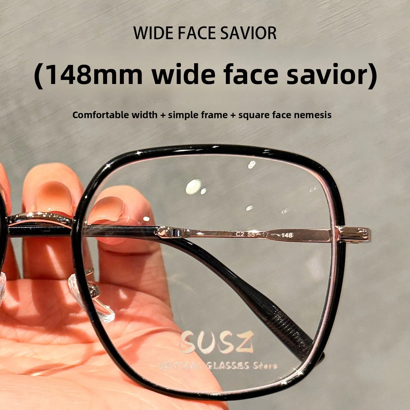 

SUSZ Women Reading Glasses New Fashion Large Polygonal Anti Blue Light Progressive Prescription Glasses Myopia Optical Eyewear