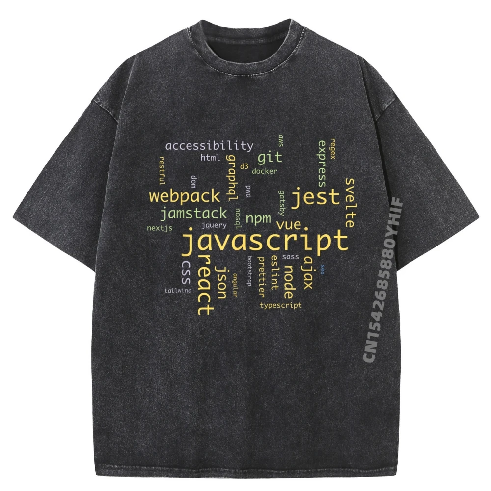 Javascript Software Developer Frontend Engineer Fall Clothes Aesthetic Shirts For Men Letter Washed Shirt