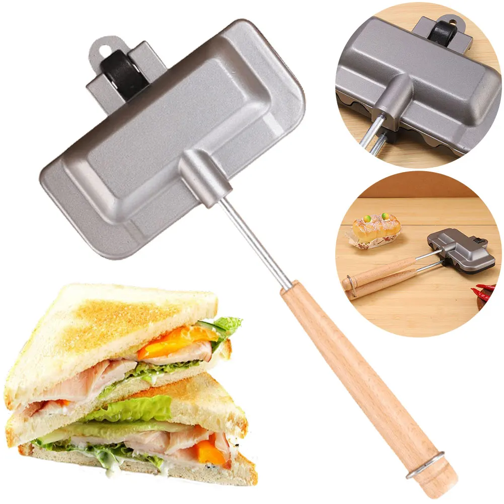 Grill Frying Pan Non Stick Aluminum Alloy Bread Toast Breakfast Machine Sandwich Maker Waffle Pancake Baking Barbecue Oven Mold