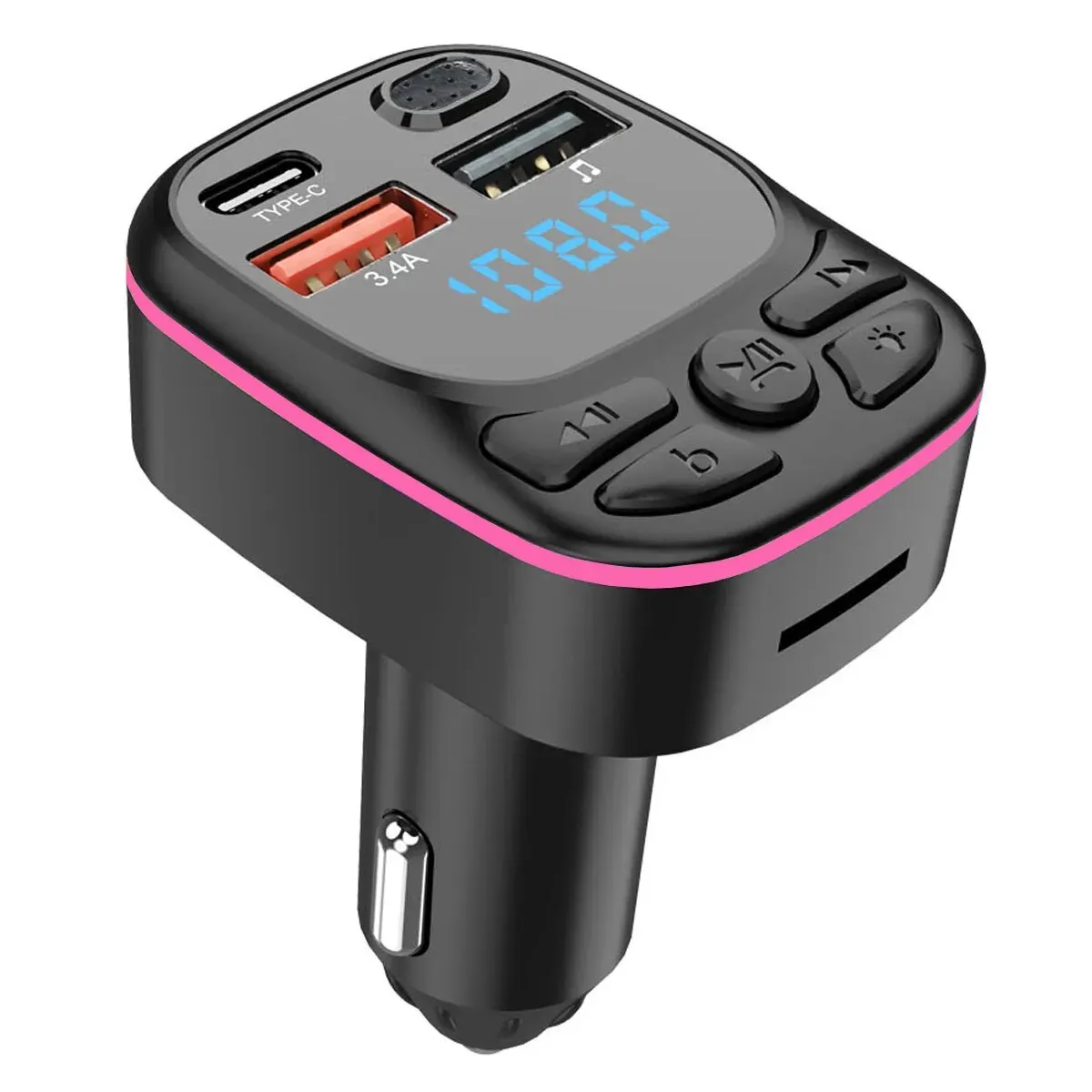 FM Transmitter Support TF Card U Disk Car MP3 Player Dual USB C Type C Car Charger Phone Charging Handsfree Calling Car Kit