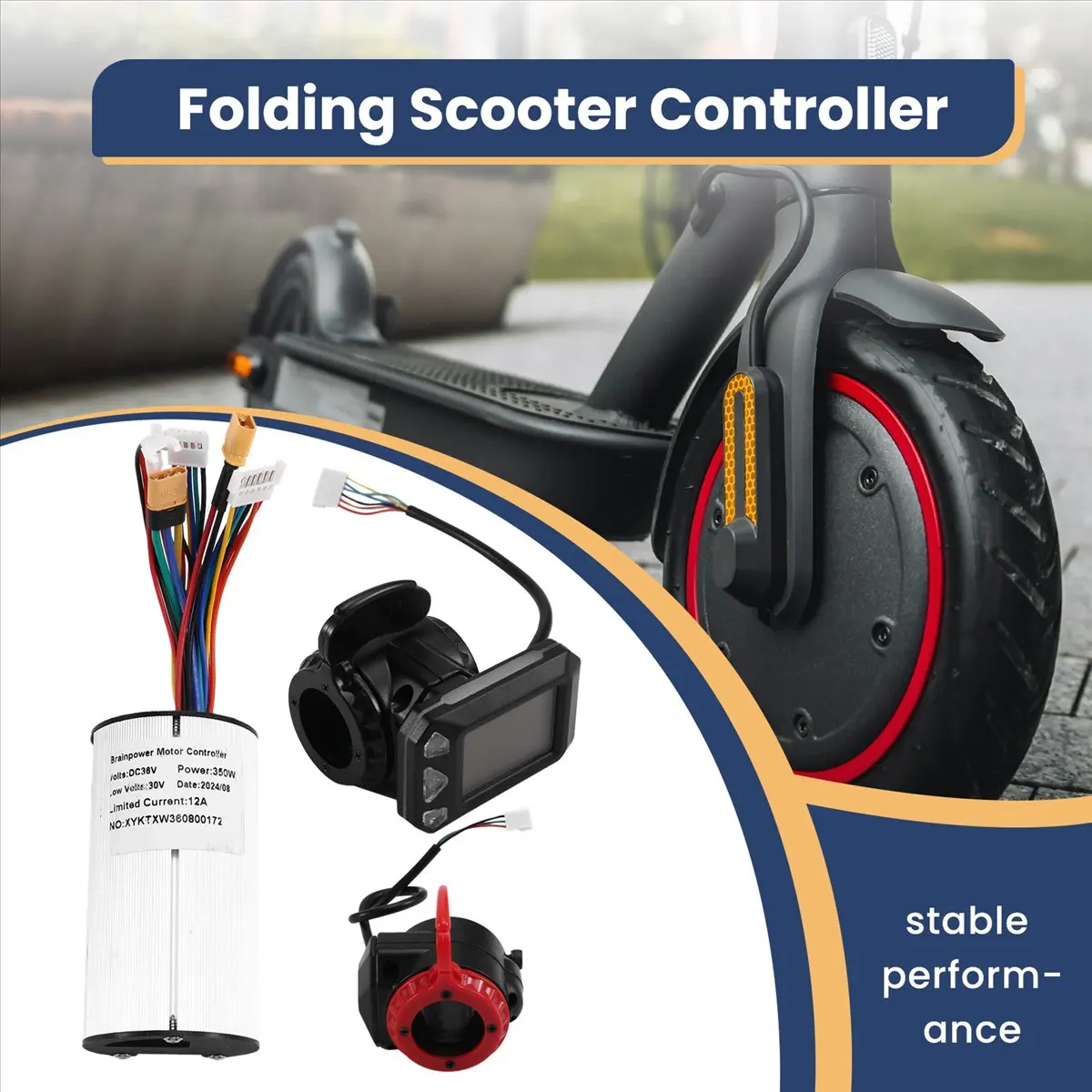 A49T 36V 350W Folding Scooter Controller Kit Electric Scooter Controller LCD Display Brake Accelerator Throttle Set(36V)
