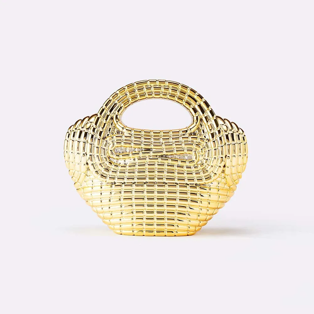 

Fashion Gold Acrylic Evening Clutch Bag Tote Phone Purse Crossbody Messenger Day White Wedding Party Women Prom Designer Bag