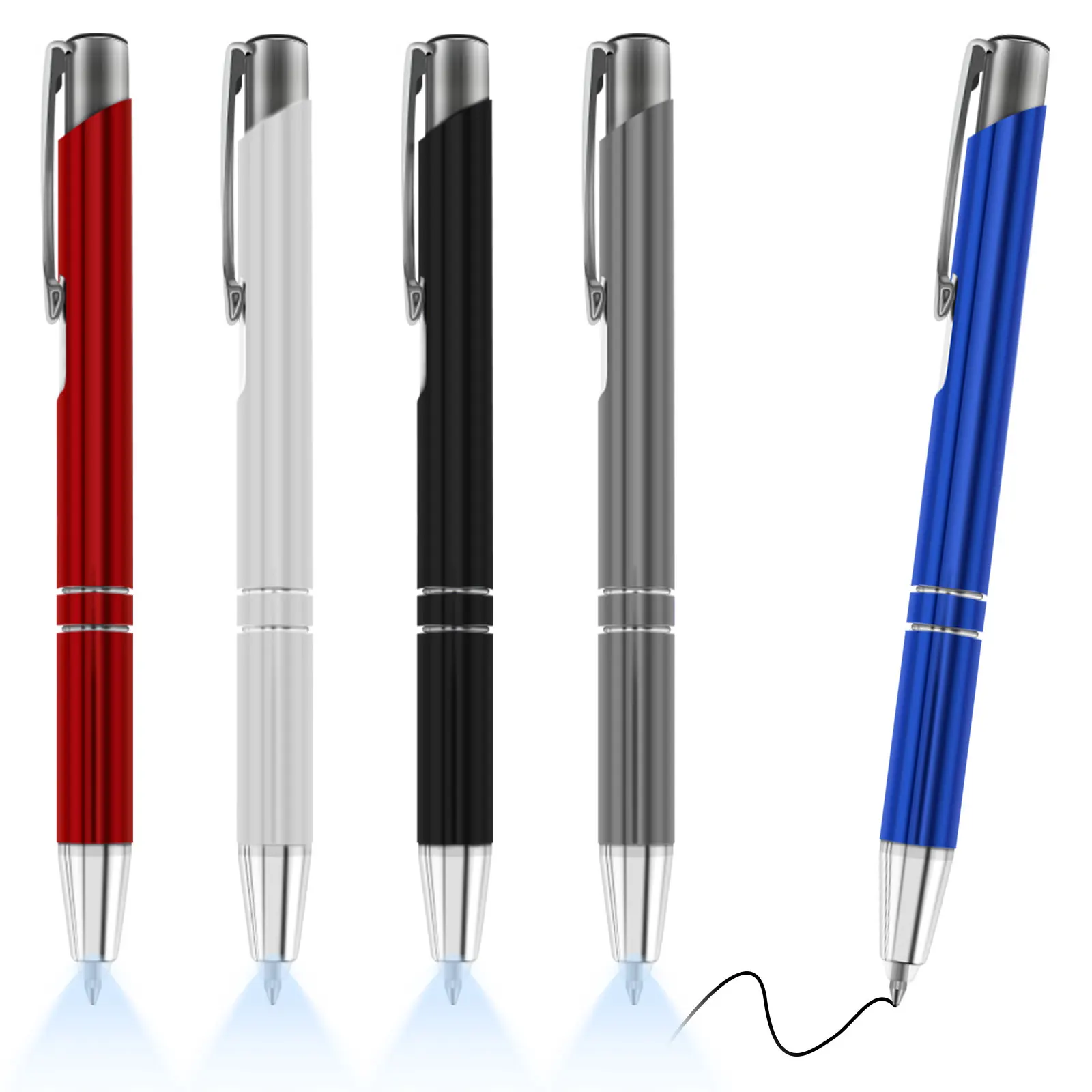 

5 Pcs Lighted Tip Pen LED Light Up Ballpoint Pen for Writing in the Dark Portable Flashlight Writing Pen for Student Office Gift
