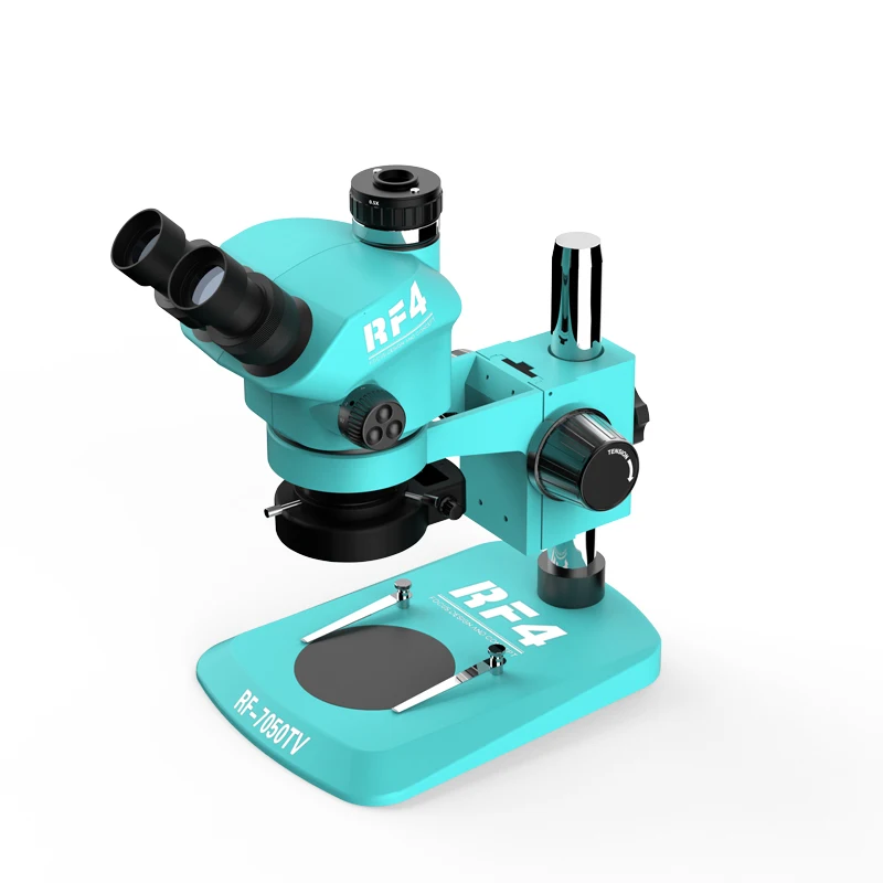 RF4 RF-7050TV 7-50X Stereo Trinocular Continuous Zoom Microscope with 144 LED Light HD Wide Angle Eyepiece for PCB Repair