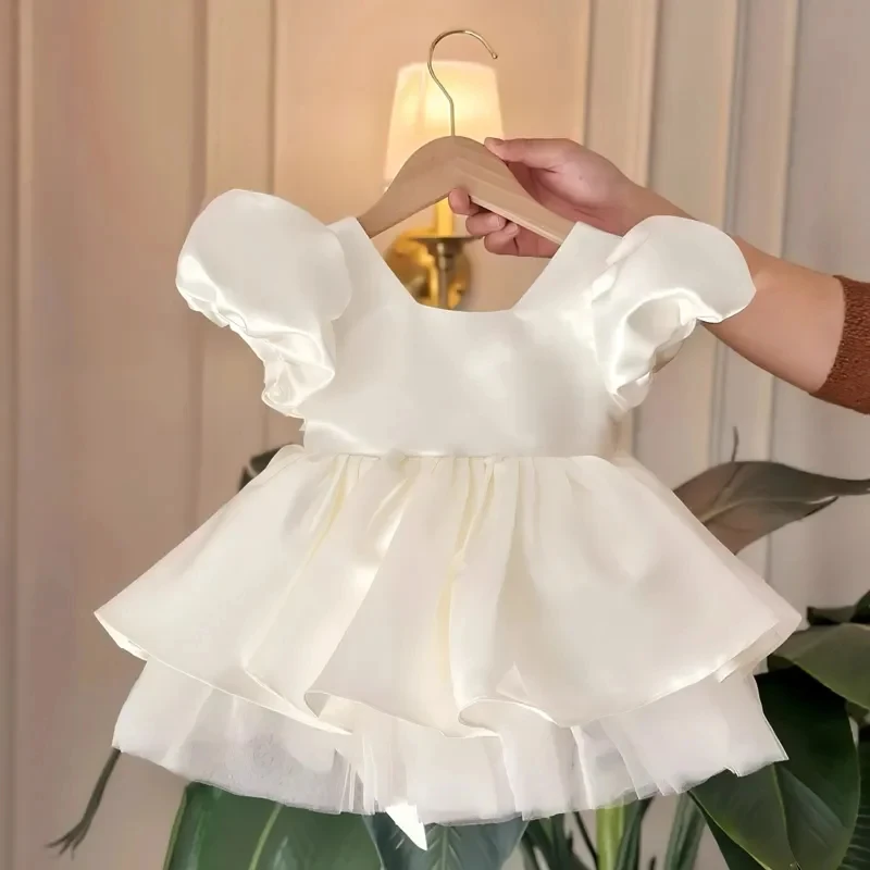 robe-de-demoiselle-d'honneur-blanche-personnalisee-pour-mariage-avec-nœud-en-satin-manches-courtes-longueur-genou-elegante-pour-anniversaire-d'enfant-ou-premiere-communion