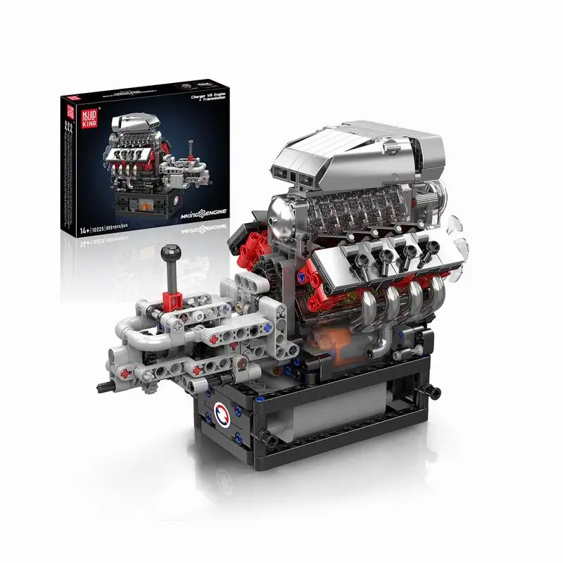 10225 고토크 차량 V8 엔진 기어박스 블록 모델 855PCS DIY 조립 키트 (성인용 STEM 교육용 퍼즐 선물)