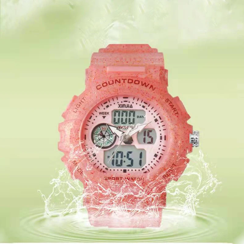 Fluorescent Color Student Watch Waterproof Sports Electronic Watch Children Girls Noctilucent Display Alarm Silicone Watches