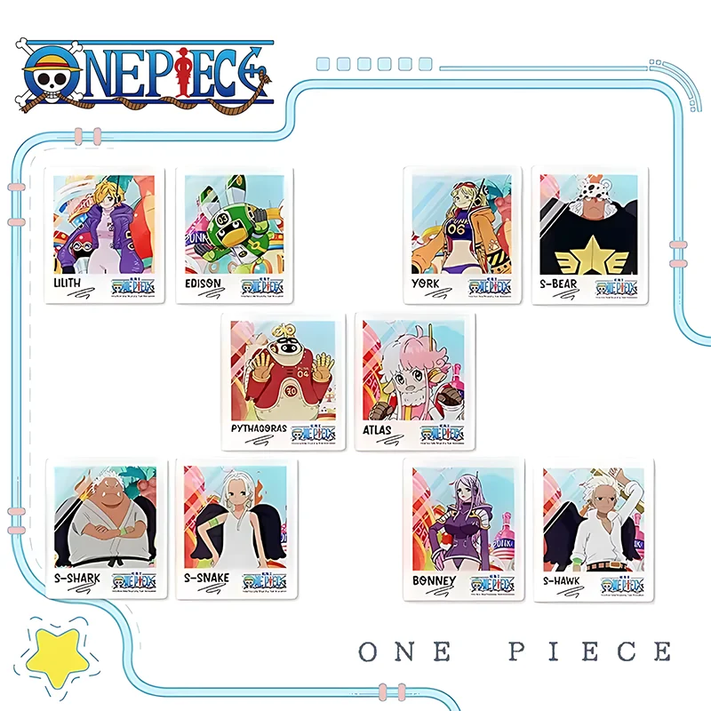 1 pièce Officielle ONE PIECE Egghead Aimant de réfrigérateur style Polaroid Boîte mystère. Collectez le groupe des chapeaux de paille – Un cadeau décoratif pour les amis.