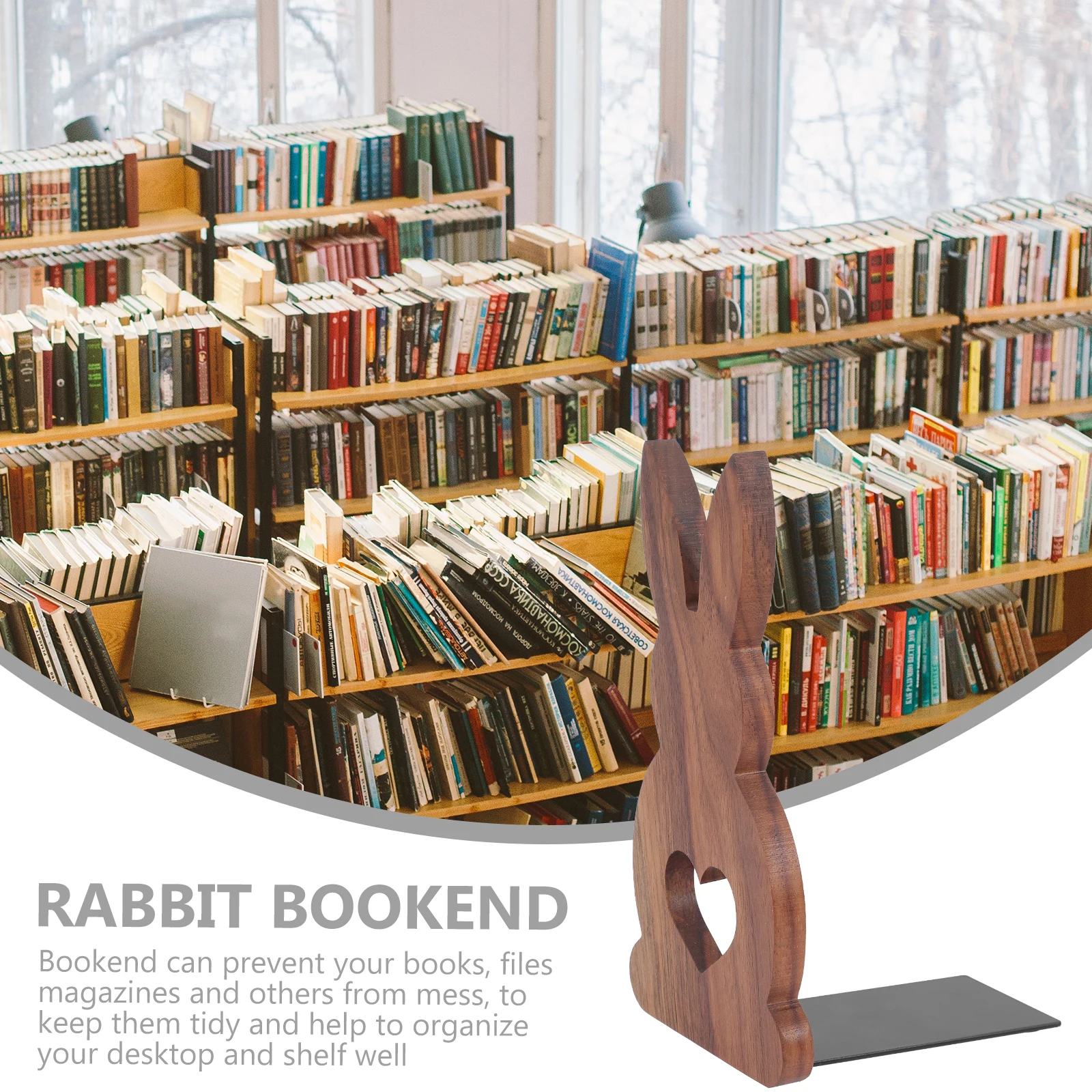 Love Rabbit Bookend Hewan Kayu Bookends Rak Pemegang Dekorasi Desktop Multi-Fungsi Rak Buku Sumbat Berbentuk Kelinci