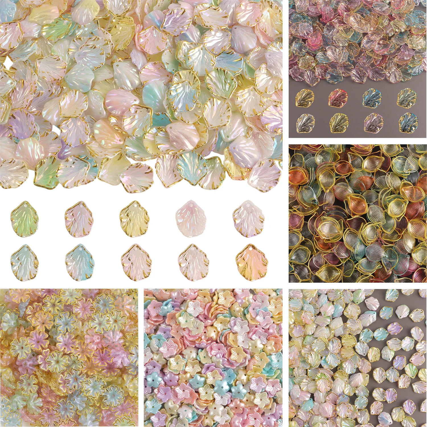 30/60PCS Fashion Flower Leaf Acrylic Pendant DIY Necklace Bracelet Jewelry finding