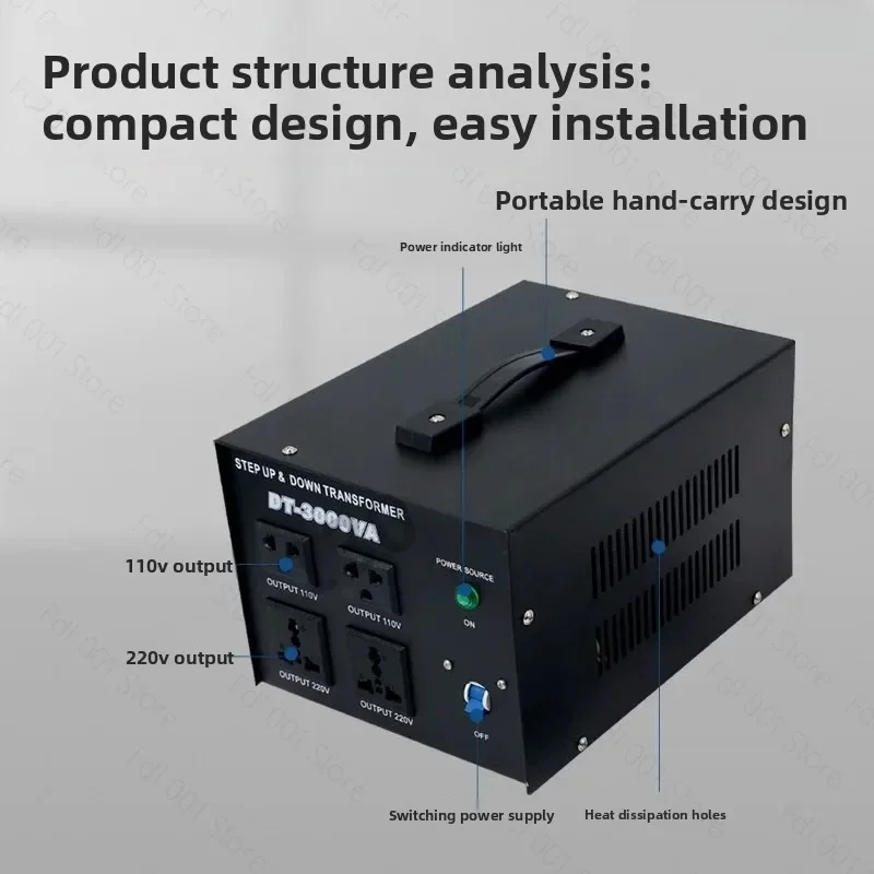 High Power Voltage Converter Transformer 220V to 110V 110V to 220V Universal for USA 120V And Japan 100V Electrical Appliance