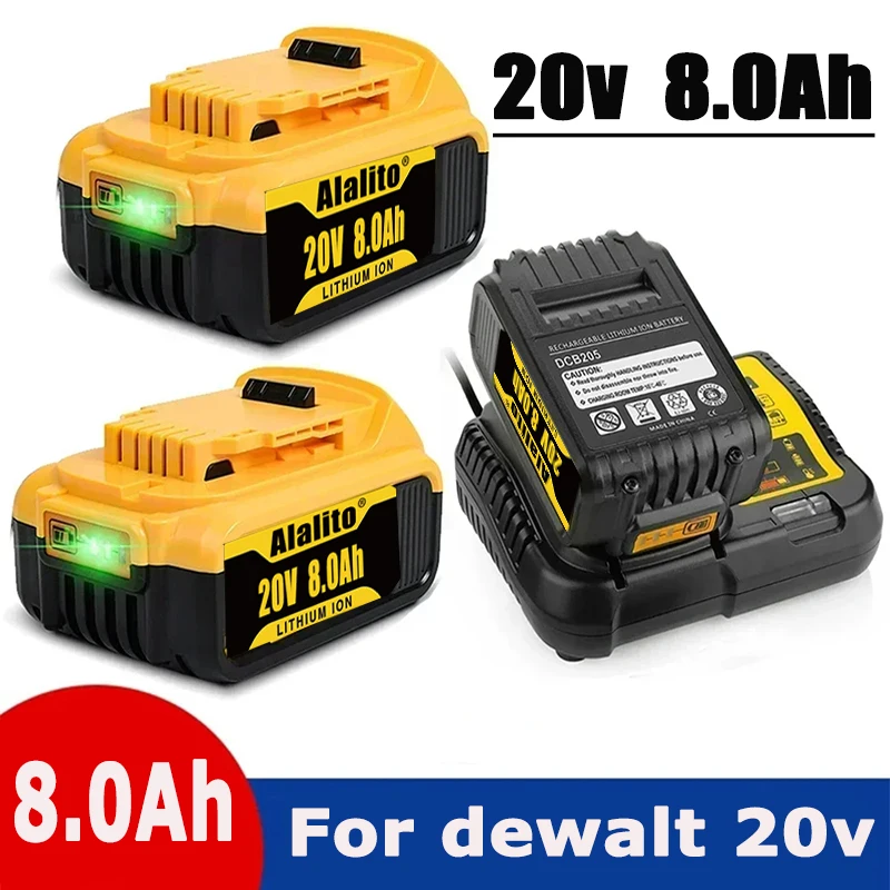 Genuine 18V/20 Volt MAX 6.0Ah 8.0Ah DCB200 Replacement Li-ion Battery for DeWalt DCB205 DCB201 DCB203 Power Tool Batteries