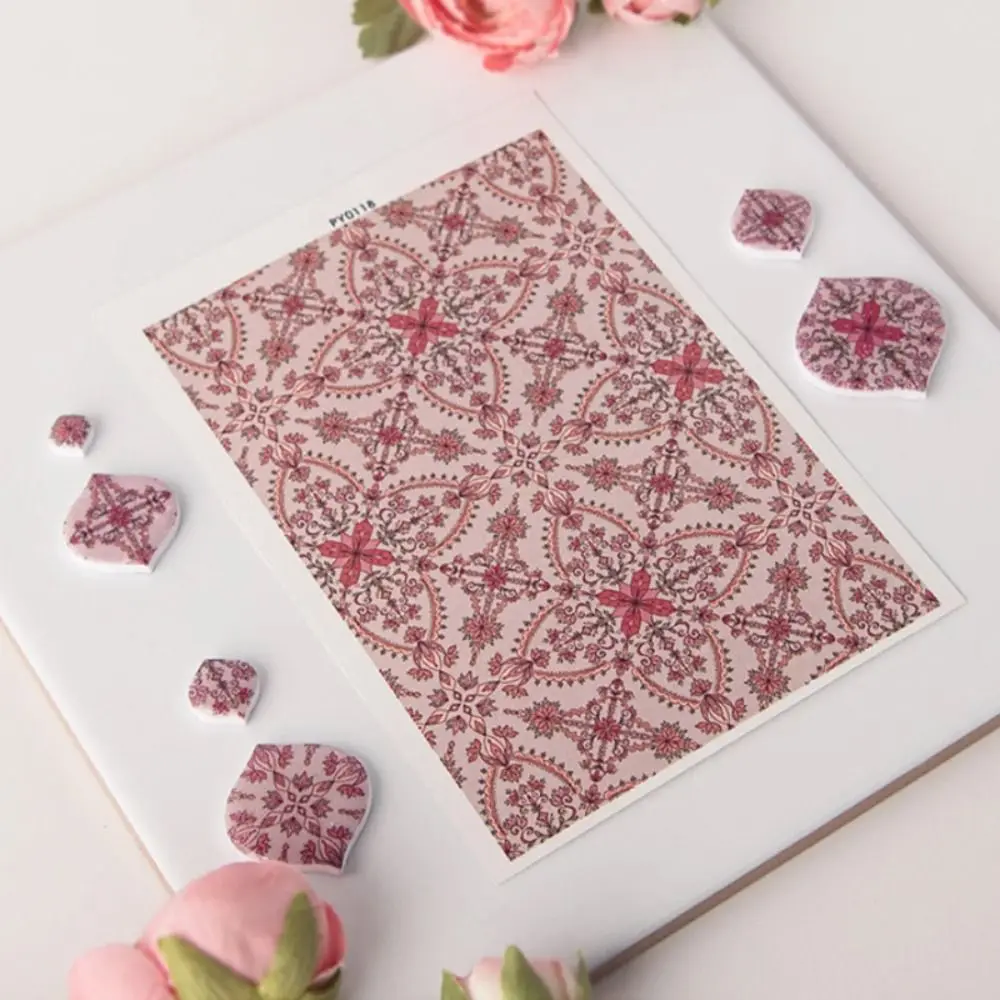 Water Soluble Pottery Painted Transfer Paper Disposable Watercolor Pottery Stickers Geometry Flower Pattern Decal Paper