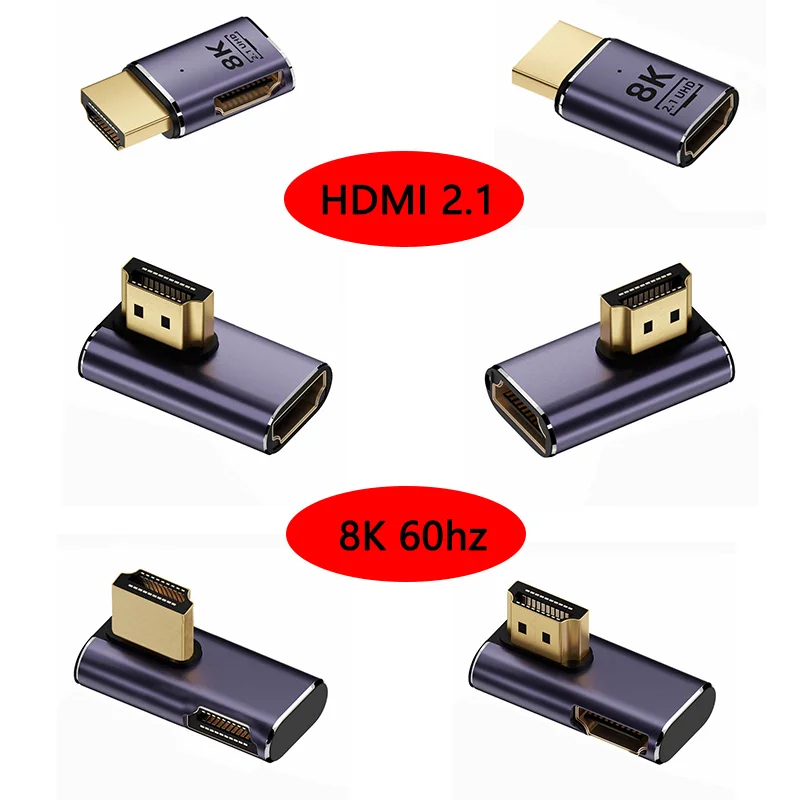 

Converter HDMI Male to HDMI 2.1 Female Vertical 90 Degree Low Profile UHD Extension Adapter Support 8K 60hz HDTV