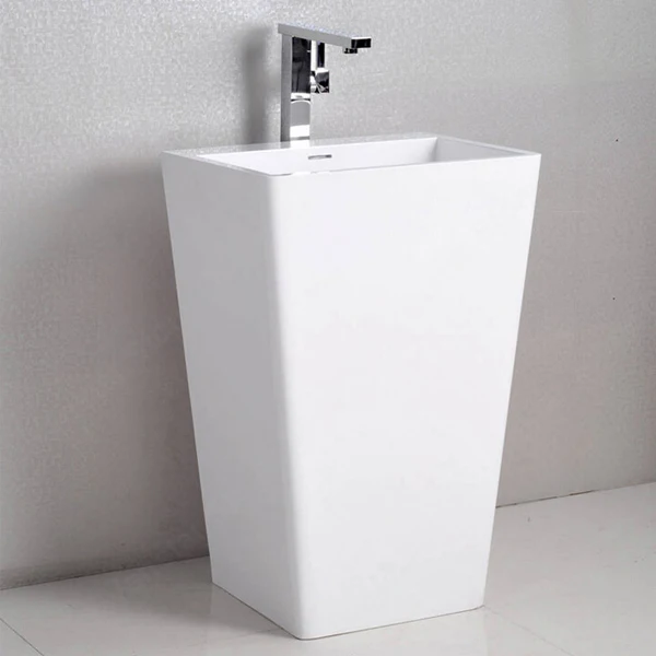*#l Pure Acrylic Stone Surface Bathroom Glossy  Floor Mounted Marble Hand Freestanding Wash Basin Bathroom Undermount Sink
