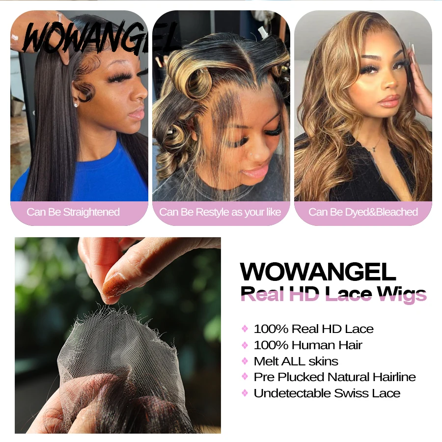 Wow Angel 250% 13x4 HD parrucche anteriori in pizzo sciolgono tutte le pelli parrucche dell'onda del corpo parrucche in pizzo per capelli umani parrucche Glueless Pre pizzicate per donna