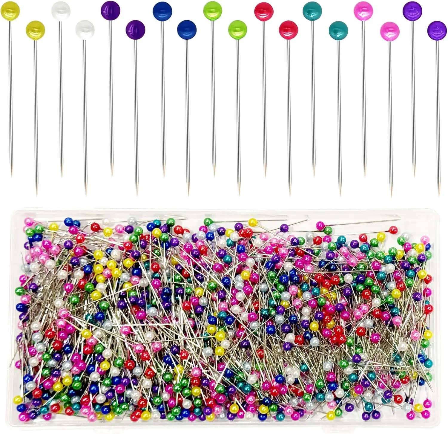 600PCS Sewing Pins Straight Pin for Fabric, Pearlized Ball Head  Pins Long 1.5inch, Multicolor Corsage Stick Pins for Dressmaker