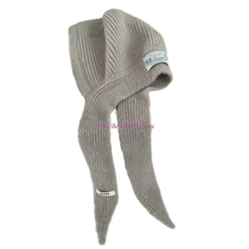 

49ME вязаная шапка-балаклава для женщин, французская шапка с черепом, вязаная шапка ручной работы с ушами, зимний шарф, шапка,