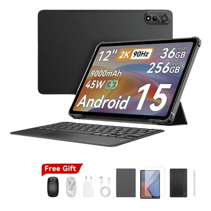 Blackview MEGA 2 Wifi Tablet PC 12'' 2K FHD+ Display Unisoc T615 12GB RAM 256GB ROM 9000mAh Battery 16MP Android 15 Tablets