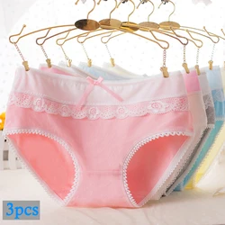 3Pcs Bow Panties Women Girls Underwear Cotton Seamless Briefs Ladies Underpant Solid Color Shorts Panty Female Panties for Women