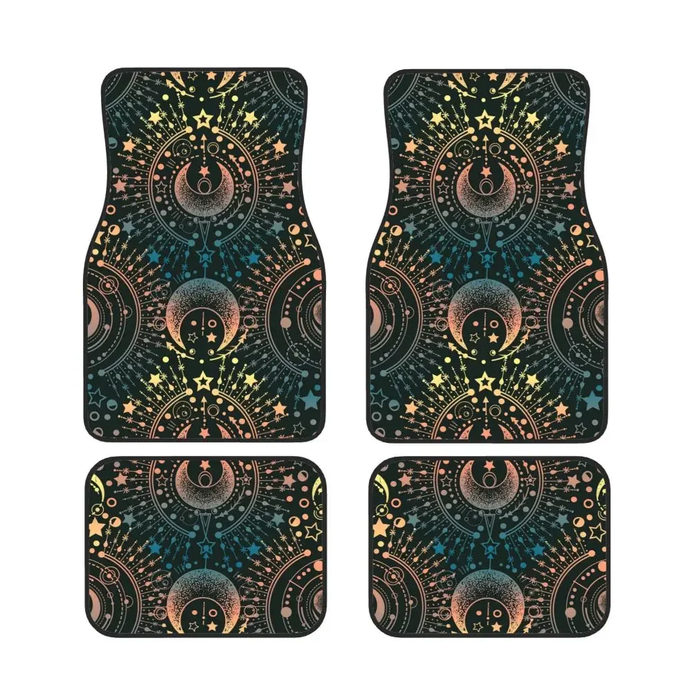 Magical Astrology Moon Star Mysticism Car Waterproof Rubber Car Mats 4PCS Car Floor Carpets Rugs Non-Slip Auto Foot Mats