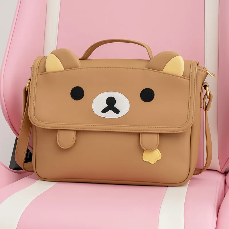 

Cute Bear Face Backpack With Zipper Large Capacity School Bag For Girls Travel Storage Stationery Organizer Gift