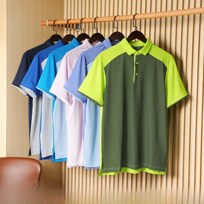 

Мужская футболка Golf Series irt Summer Spor Breathable Qui Dry в стиле пэчворк Faionable Urban Sle ort Sve