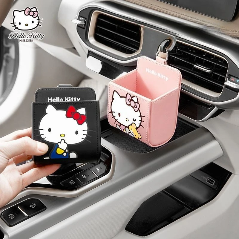 

Hello Kitty Car Air Vent Storage Box Cartoon Cat Design Hanging Small Items Organizer for Car Interior Cute Accessory