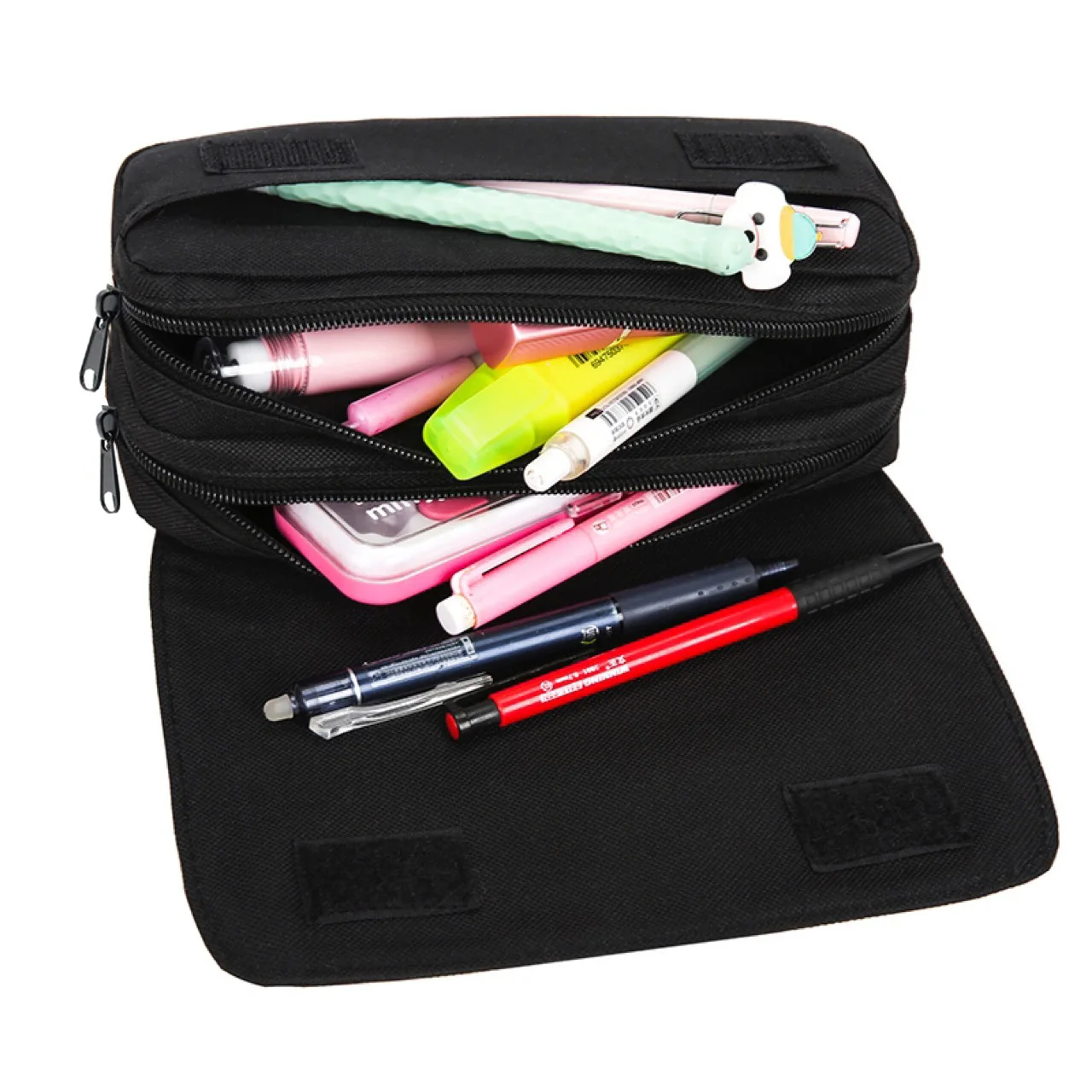 Anime Anya Forger Pencil Case Cartoon Black Make up Cosmetic Bag Student Stationery Multi-function flip Bags Gift