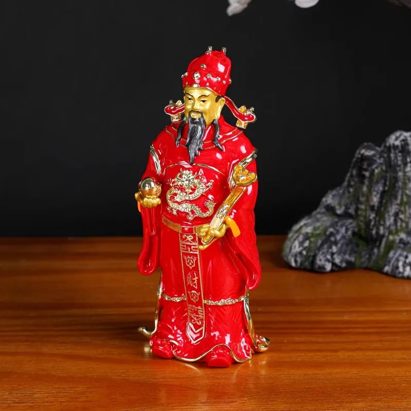 SHINNYGIFTS  Cai Shen Statue, Hand Painted Enamel God of Fortune, God of Wealth Feng Shui House Decoration Chinese New Year Gift